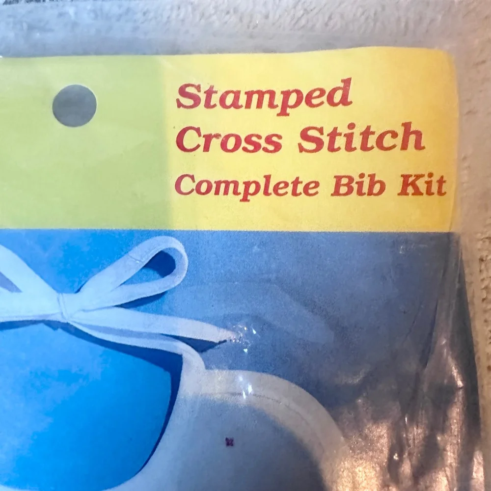 NOS Vintage Janlynn Neat & Nifty Stamped Cross Stitch Baby Bib Kit Humpty Dumpty